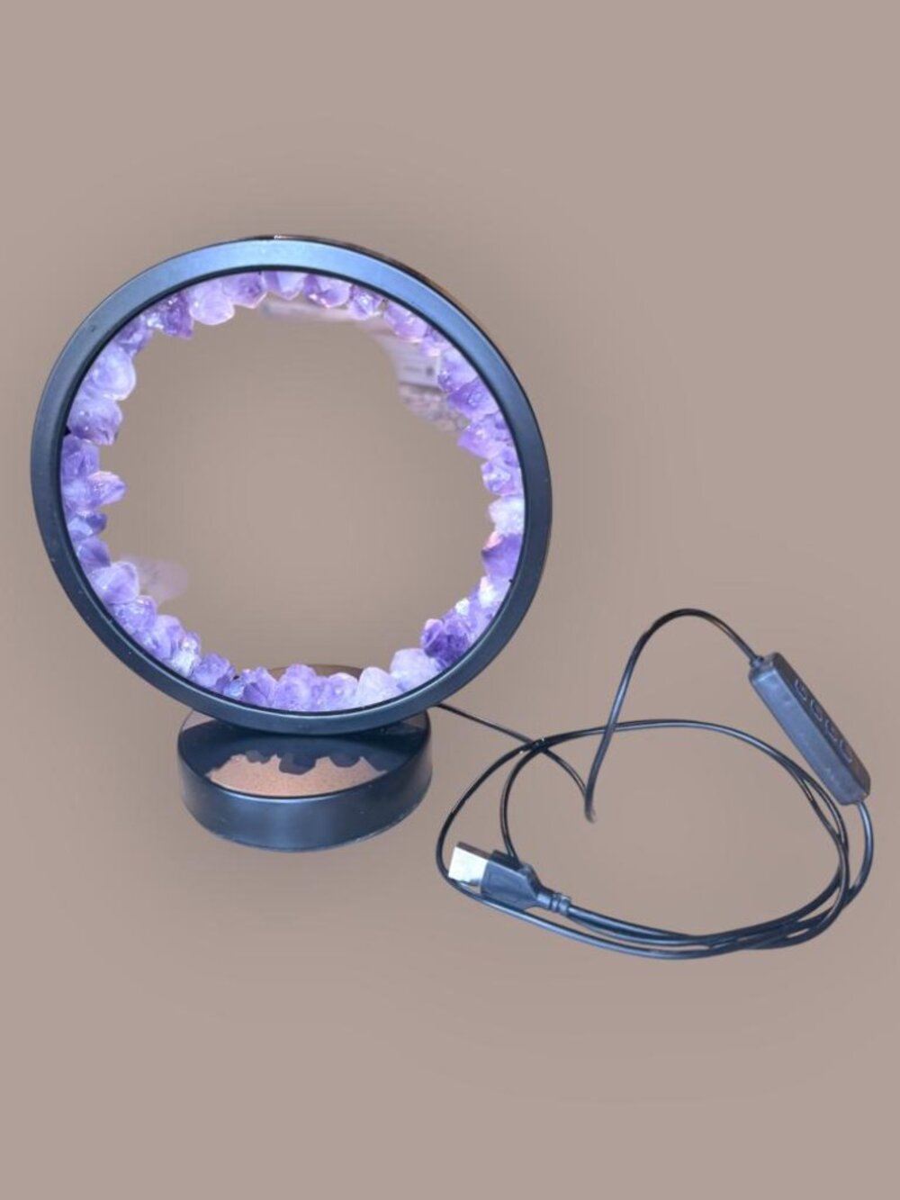 Amethyst Crystal Lamp 8x8 Purple Gemstone LED Decor